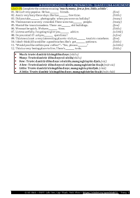 Kỹ năng làm bài thi Tốt nghiệp THPT môn Tiếng Anh - Quantifiers & Agreements - Lượng từ & Sự hòa hợp - Đỗ Bình